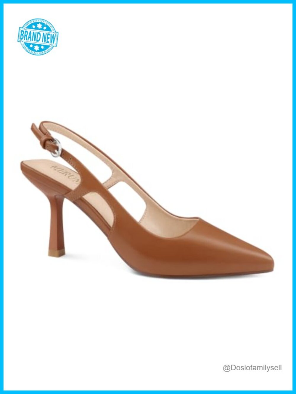 Slingback Kitten Heels Pointed Toe Stiletto Pumps Faux Leather
